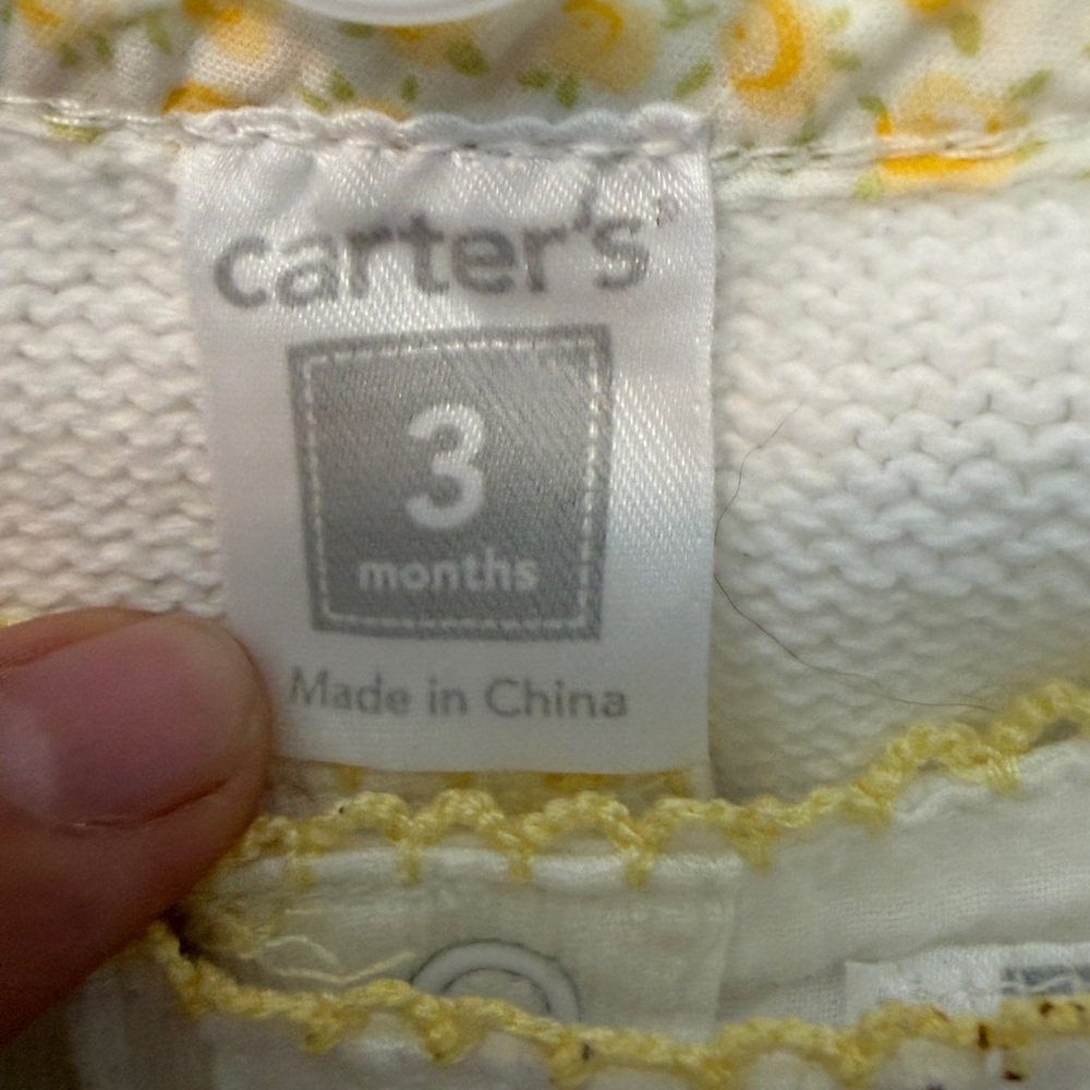 Carter's White Baby Dress and Cardigan Set with Yellow Trim - Picture 3 of 3